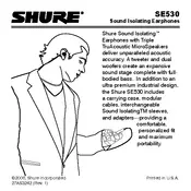 Shure SE530 Earphones manual cover