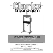 Clarke 7614058 CSA20FBT 20 Tonne Hydraulic Press manual cover