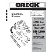 Oreck BB1200 Series Vacuum manual cover