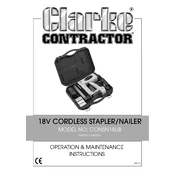 Clarke 6487057 CONSN18LIB 18V Cordless Stapler Nailer manual cover