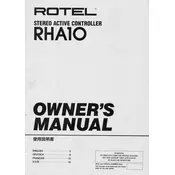 Rotel RHA-10 Controller manual cover