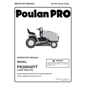 Poulan Pro PK20H42YT Tractor manual cover