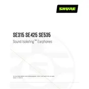 Shure SE315 Earphones manual cover