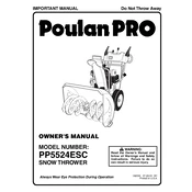 Poulan Pro PP5524ESC Snow Thrower manual cover