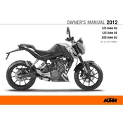 KTM Duke 125 DE 2012 Motorcycle manual cover