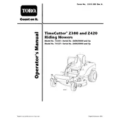 Toro TimeCutter Z420 74327 Mower manual cover