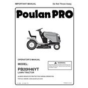 Poulan Pro PB20H46YT Tractor manual cover