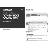 Yamaha YAS-93 Soundbar manual cover