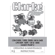 Clarke 7230630 CPE100P Electric Self-Priming Water Pump manual cover