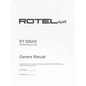 Rotel RT-935AX Tuner manual cover