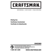 Craftsman CMCE003 Fan manual cover