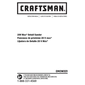 Craftsman CMCW221B Sander manual cover