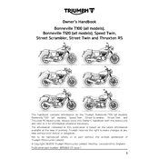 Triumph Bonneville T100 Black AT 2018 Motorcycle manual cover