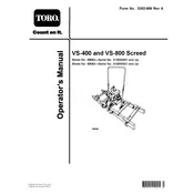 Toro VS-400 68052 Screed manual cover