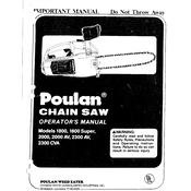 Poulan Pro 1800 Super Chainsaw manual cover