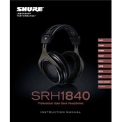 Shure SRH1840 Headphones manual cover