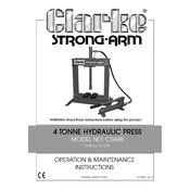 Clarke 7610325 CSA4B 4 Tonne Hydraulic Press manual cover