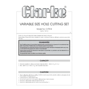 Clarke 1801518 CHT518 Hole Cutting Set manual cover