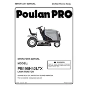 Poulan Pro PBA195H42LTX Tractor manual cover