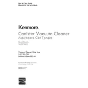 Kenmore 10701 125.10701610 Vacuum manual cover