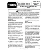 Toro Recycler II Super Pro 21-inch 20435WF Mower manual cover