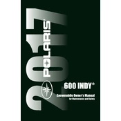 Polaris 600 Indy 2017 manual cover