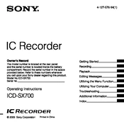 Sony ICD-SX700 manual cover