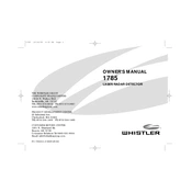 Whistler 1785 Laser Radar Detector manual cover