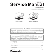 Panasonic FV-0811RQC1, FV-0811RQCL1 manual cover