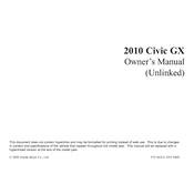 Honda Civic GX 2010 manual cover