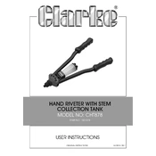 Clarke 1801878 CHT878 Hand Riveter Stem Collection Tank manual cover