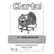 Clarke 3230240 CAM400 230V 16 Inch Ventilation Fan manual cover