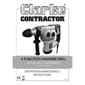 Clarke 6479508 CON1500RHD 6 Function Hammer Drill manual cover