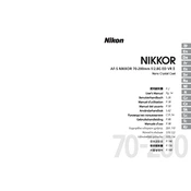 Nikon AF-S Nikkor 70-200mm f/2.8G ED VR II manual cover