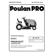 Poulan Pro PB20H42YT Tractor manual cover