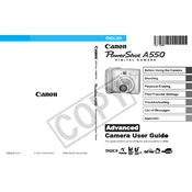 Canon PowerShot A550 manual cover