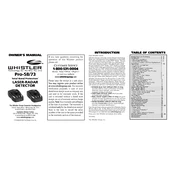 Whistler Pro73 Laser Radar Detector manual cover