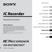 Sony ICD-SX67 manual cover