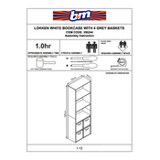 Lokken B&M White Bookcase with 4 Grey Baskets 350244 manual cover