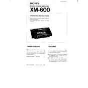 Sony XM-600 manual cover