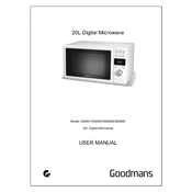 Goodmans B&M 20L Digital Microwave 300941 300943 300946 300948 manual cover