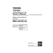 Carrier Toshiba RBC-AX33C-UL manual cover