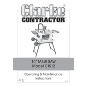 Clarke 6500754 CTS12 10 Inch Table Saw manual cover