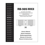 Rotel RB-985 MKII Amplifier manual cover