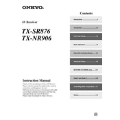 Onkyo TX NR906, TX SR876 manual cover