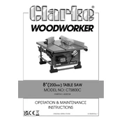 Clarke 6500724 CTS800C 8 Inch Table Saw manual cover