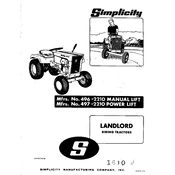 Simplicity 496-2210 Tractor manual cover