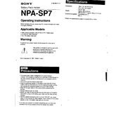 Sony NPA-SP7 manual cover