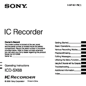 Sony ICD-SX68DR9 manual cover