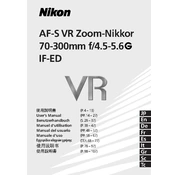 Nikon AF-S VR Zoom Nikkor 70-300mm f/4.5-5.6G IF-ED manual cover